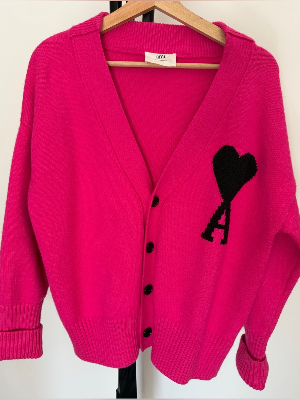 AMI Paris Pink Wool Cardigan